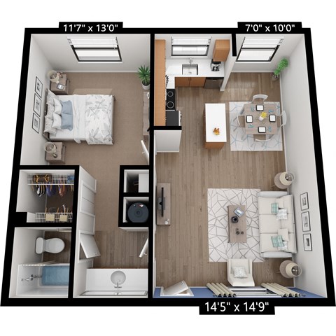 The Cypress Floorplan at Bull Run Apartments.